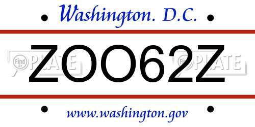 ZOO62Z District Of Columbia License Plate