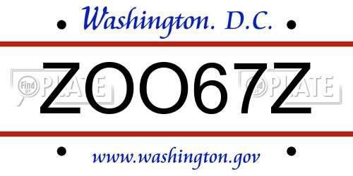 ZOO67Z District Of Columbia License Plate