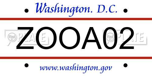 ZOOA02 District Of Columbia License Plate