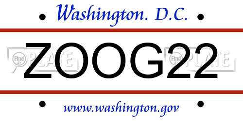 ZOOG22 District Of Columbia License Plate