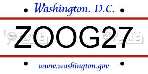 ZOOG27 District Of Columbia License Plate