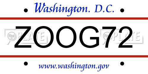 ZOOG72 District Of Columbia License Plate
