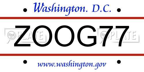 ZOOG77 District Of Columbia License Plate
