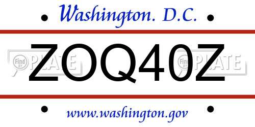 ZOQ40Z District Of Columbia License Plate