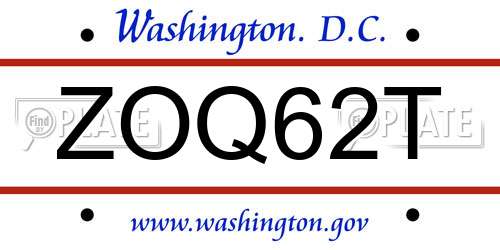ZOQ62T District Of Columbia License Plate