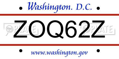 ZOQ62Z District Of Columbia License Plate