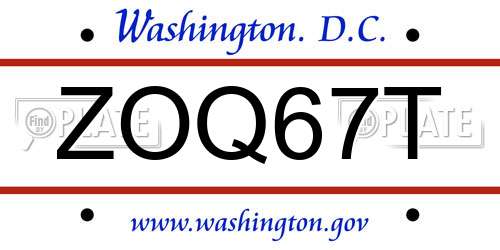 ZOQ67T District Of Columbia License Plate