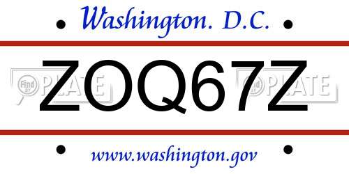 ZOQ67Z District Of Columbia License Plate