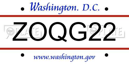 ZOQG22 District Of Columbia License Plate