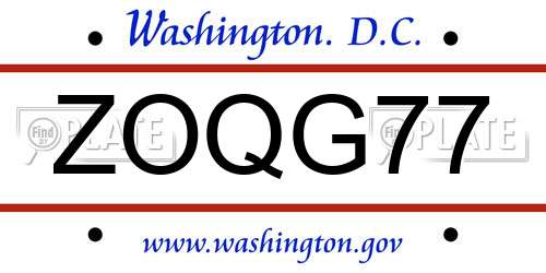 ZOQG77 District Of Columbia License Plate