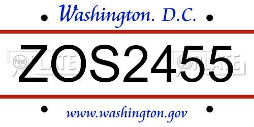ZOS2455 District Of Columbia License Plate