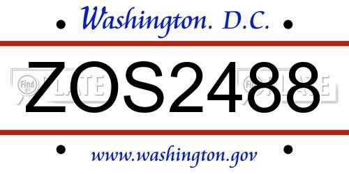 ZOS2488 District Of Columbia License Plate