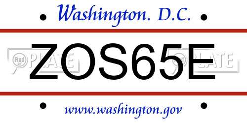 ZOS65E District Of Columbia License Plate