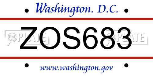 ZOS683 District Of Columbia License Plate