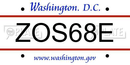 ZOS68E District Of Columbia License Plate