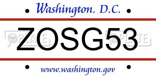ZOSG53 District Of Columbia License Plate