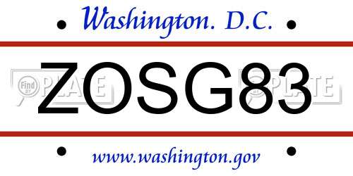 ZOSG83 District Of Columbia License Plate