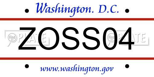 ZOSS04 District Of Columbia License Plate