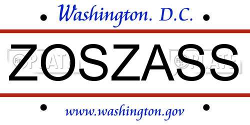 ZOSZASS District Of Columbia License Plate