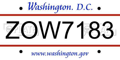 ZOW7183 District Of Columbia License Plate
