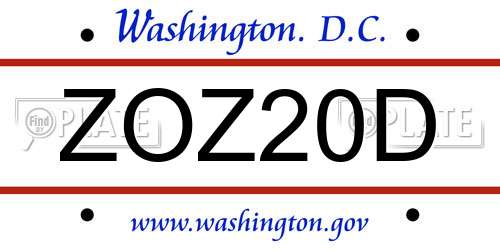 ZOZ20D District Of Columbia License Plate