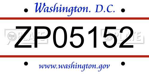 ZP05152 District Of Columbia License Plate