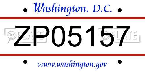 ZP05157 District Of Columbia License Plate