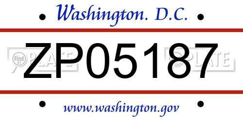 ZP05187 District Of Columbia License Plate