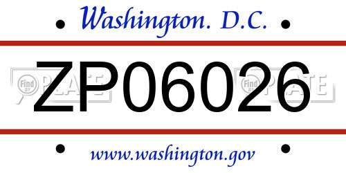 ZP06026 District Of Columbia License Plate