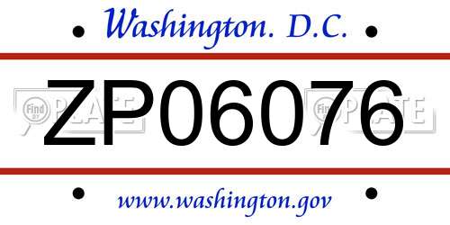 ZP06076 District Of Columbia License Plate