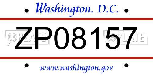 ZP08157 District Of Columbia License Plate