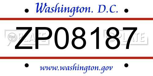 ZP08187 District Of Columbia License Plate