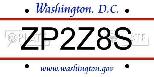 ZP2Z8S District Of Columbia License Plate