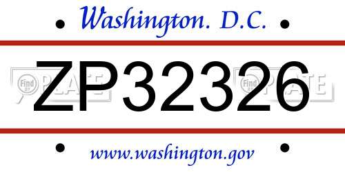 ZP32326 District Of Columbia License Plate