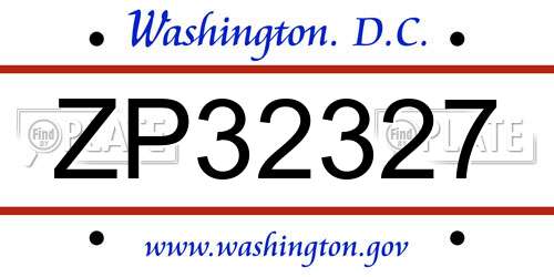ZP32327 District Of Columbia License Plate