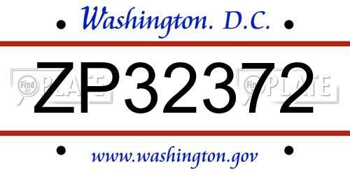 ZP32372 District Of Columbia License Plate