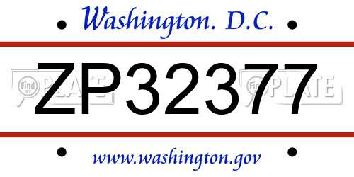ZP32377 District Of Columbia License Plate