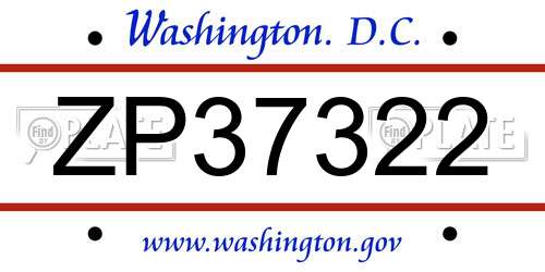 ZP37322 District Of Columbia License Plate