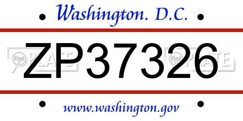 ZP37326 District Of Columbia License Plate