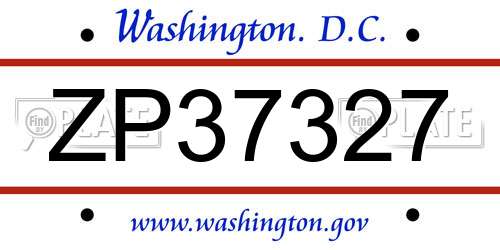 ZP37327 District Of Columbia License Plate