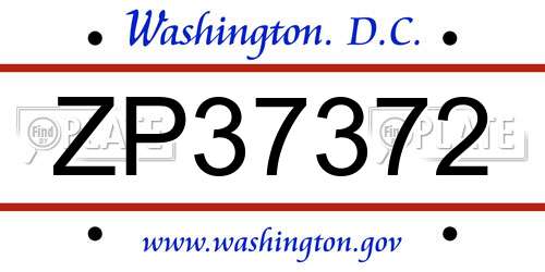 ZP37372 District Of Columbia License Plate