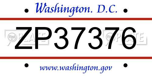 ZP37376 District Of Columbia License Plate