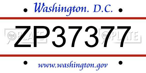 ZP37377 District Of Columbia License Plate