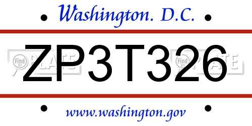 ZP3T326 District Of Columbia License Plate