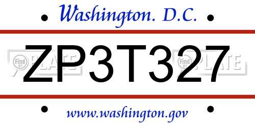 ZP3T327 District Of Columbia License Plate