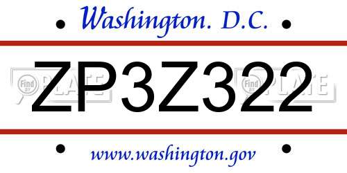 ZP3Z322 District Of Columbia License Plate