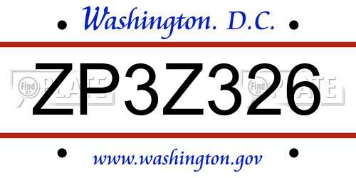 ZP3Z326 District Of Columbia License Plate
