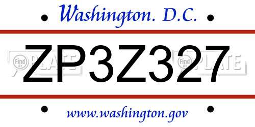 ZP3Z327 District Of Columbia License Plate