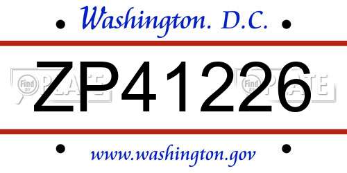 ZP41226 District Of Columbia License Plate