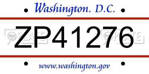 ZP41276 District Of Columbia License Plate